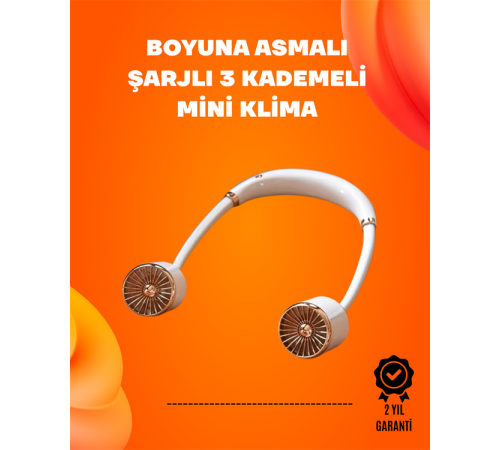USB Şarjlı Katlanabilir Boyun Fanı | 3 Kademeli, Sessiz ve Taşınabilir Tasarım