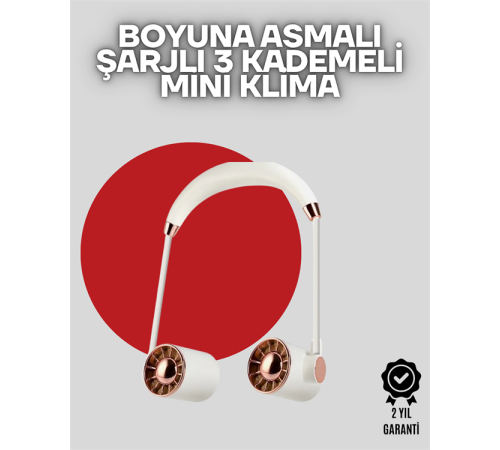 USB Şarjlı Katlanabilir Boyun Fanı | 3 Kademeli, Sessiz ve Taşınabilir Tasarım