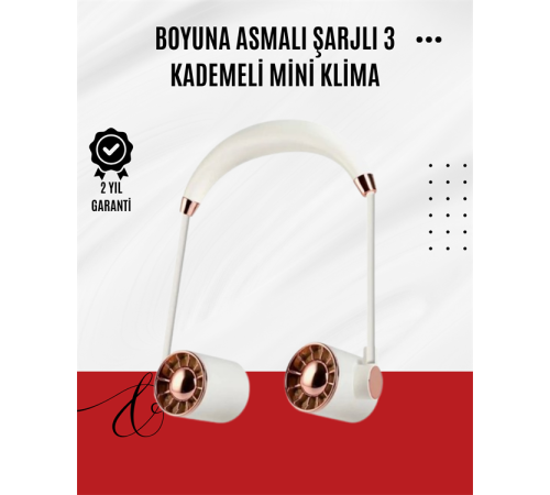 USB Şarjlı Katlanabilir Boyun Fanı | 3 Kademeli, Sessiz ve Taşınabilir Tasarım