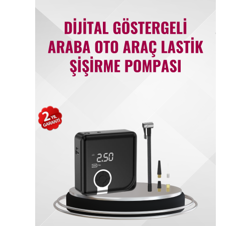 Kompakt Tasarımlı LED Işıklı Taşınabilir Hava Kompresörü