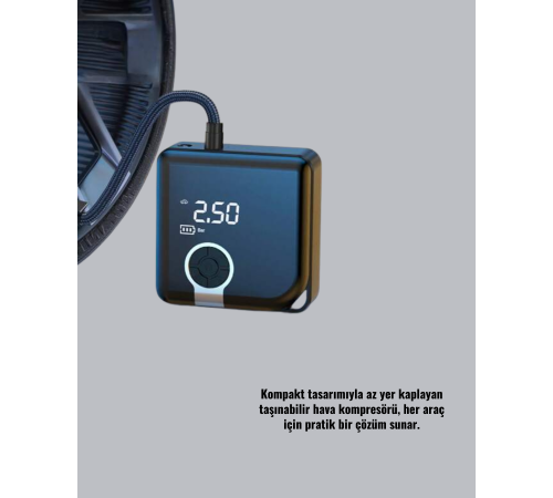 Type-C Şarj Girişli Taşınabilir Elektrikli Hava Pompası
