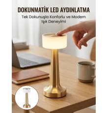 Kablosuz Renkli Masa ve Gece Lambası Altın Rengi Dokunmatik Led Lamba Yeni Nesil