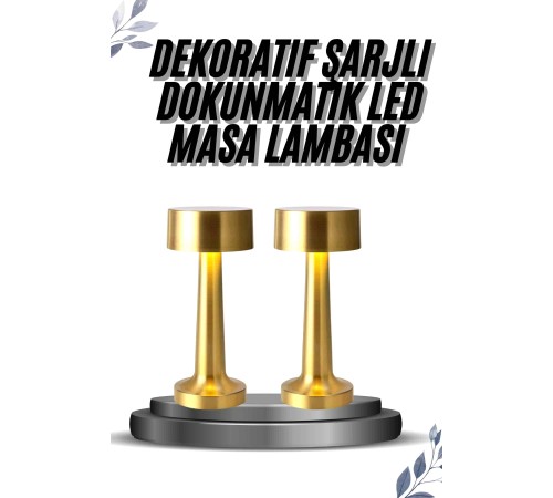 Kablosuz Renkli Masa ve Gece Lambası Altın Rengi Dokunmatik Led Lamba