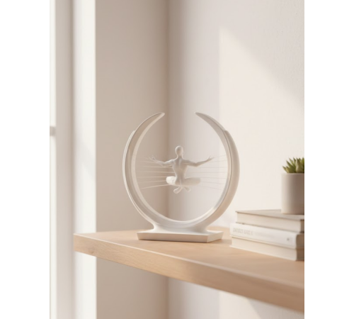 3D Zen Heykeli Ay Formlu Meditasyon Yapan İnsan Figürü Dekor