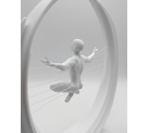3D Zen Heykeli Beyaz Ay İçinde Meditasyon Figürü Dekoratif Obje