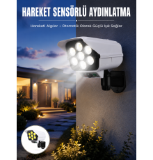 Solar Bahçe Aydınlatması Hareket Sensörlü Uzaktan Kumandalı Kamera Görünümlü Yeni Nesil