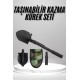 Pusulalı Katlanabilen Portatif Çantalı Mini Kazma Kürek Seti