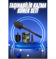 Pusulalı Katlanabilir Kazma Kürek Kamp Seti Kamp Küreği Portatif Çantalı