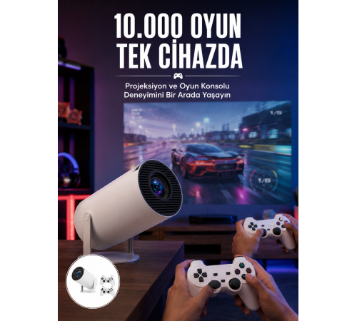 Projeksiyon Cihazı Video Oyun Konsolu 8 GB Hafıza LCD Ekran Kumandalı Yeni Nesil