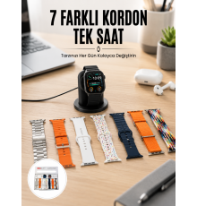Akıllı Saat ve Air Pro Kulaklık 7 Kordonlu Çok Fonksiyonlu İkili Set Yeni Nesil