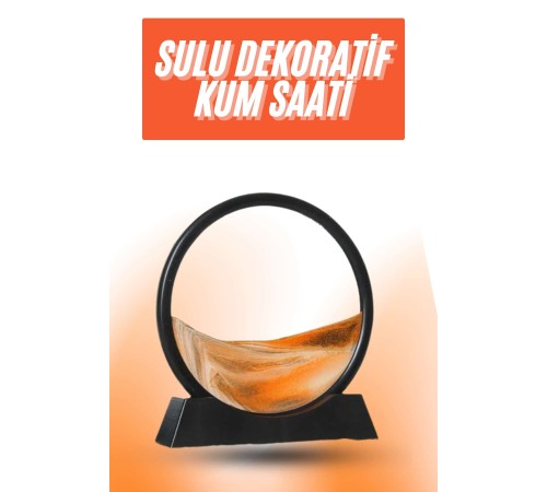 3D LED Işıklı Kum Saati Gece Lambası Hareketli Sulu Kum Saati Orta Boy