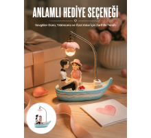 Oturan Çift Figürlü LED Masa Lambası Romantik Hediye Yeni Nesil