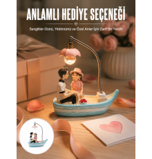 Oturan Çift Figürlü LED Masa Lambası Romantik Hediye Yeni Nesil