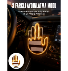 Uzaktan Kumandalı El Orta Parmak Led Araç Camına Özel Yeni Nesil