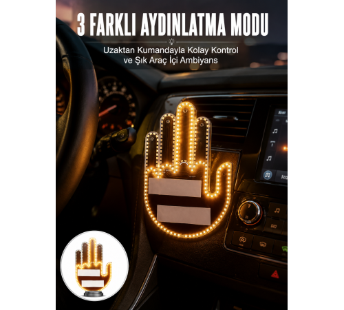 Uzaktan Kumandalı El Orta Parmak Led Araç Camına Özel Yeni Nesil