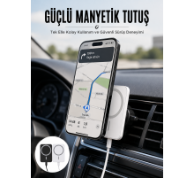Kablosuz Şarj Aleti Magsafe Araç Içi Manyetik Şarj 15W İOS Uyumlu Yeni Nesil