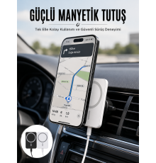 Kablosuz Şarj Aleti Magsafe Araç Içi Manyetik Şarj 15W İOS Uyumlu Yeni Nesil