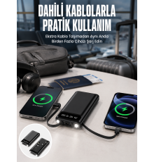 20.000 Mah Led Işıklı LCD Ekran USB Girişli Type-C Lightning Powerbank Yeni Nesil