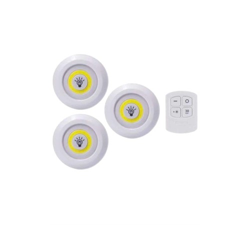Led Lamba 3'lü Uzaktan Kumandalı Yapışkanlı