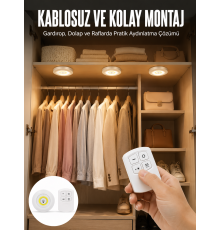 Led Lamba 3'lü Uzaktan Kumandalı Yapışkanlı Beyaz Işık (Kopya)