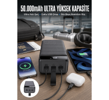 Powerbank Çoklu Şarj Girişi 50.000 Mah Taşınabilir Dijital Göstergeli (Kopya)