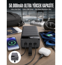 Powerbank Çoklu Şarj Girişi 50.000 Mah Taşınabilir Dijital Göstergeli (Kopya)