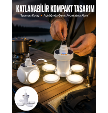 Katlanabilir Taşınabilir Kamp Lambası Işıldak Beyaz Işık Güneş Enerjili Solar Aydınlatma Yeni Nesil