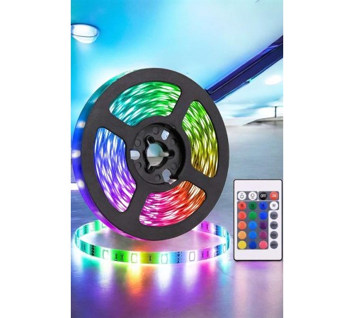 5 Metre Şerit Led RGB Işıklı Kumandalı Güç Adaptörü Her Ortama Uygun