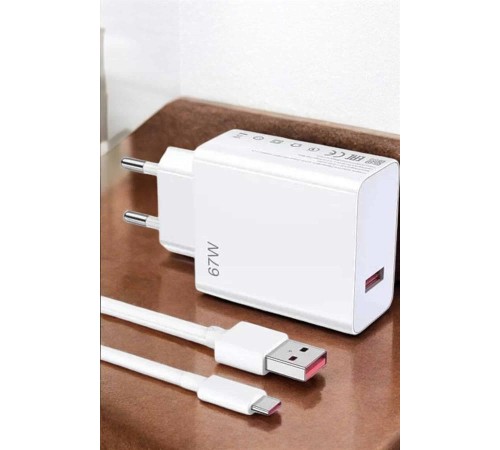 Şarj Aleti 67W Hızlı Şarj Turbo Type-C Uyumlu Şarj Adaptörü Kablosu