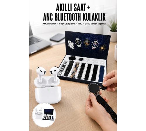 3.Nesil TWS Bluetooth Kulaklık Bluetooth Bağlantılı Akıllı Saat Amoled Ekran Plastik Hasır Kordon