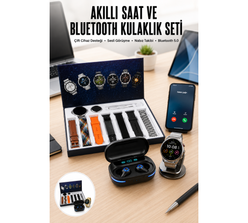 Seti Bluetooth Kulaklık Ucuz Kaliteli Yeni Nesil Akıllı Saat