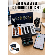 Ucuz Kaliteli Yeni Nesil 7 Kordonlu Akıllı Saat ve Kablosuz Bluetooth Kulaklık ANC Özelliği