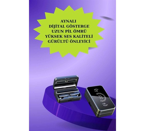 Powerbank Aynalı Bluetooth Kulaklık Ve Akıllı Saat Seti ANC Özelliği Dokunamatik