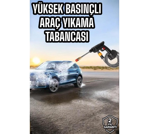 Bahçe ve Araba Yıkama Tabancası Su Basınçlı Hazneli Bataryalı Oto Yıkama