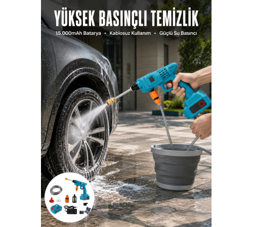 Şarjlı Ve Yüksek Basınçlı Oto Yıkama Makinesi Ve Sulama Tabancası Bahçe Yıkama Makinesi