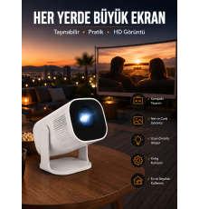 Akıllı Projeksiyon Powerbankli Taşınabilir Sinema Projektörü 4k HD Kaliteli Yeni Nesil