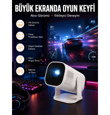 Şarjlı Projeksiyon Oyun Sinema Projektörü 4K HD Görüntü Kaliteli Yeni Nesil