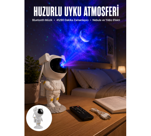 Astronot Görünümlü Projeksiyon Speaker Taşınabilir