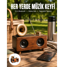 Bluetooth Hoparlör Ahşap Klasik Retro Gramofon Bluetooth Müzik Kutusu