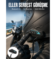Kask Kulaklığı Motosiklet Intercom Interkom Dinleme Konuşma Özellikli Su Geçirmez