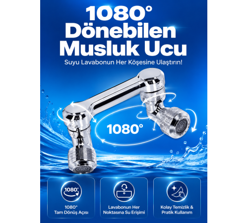Döndürülebilir Musluk Mutfak Banyo Musluk Ucu Başlığı 4 Filtreli