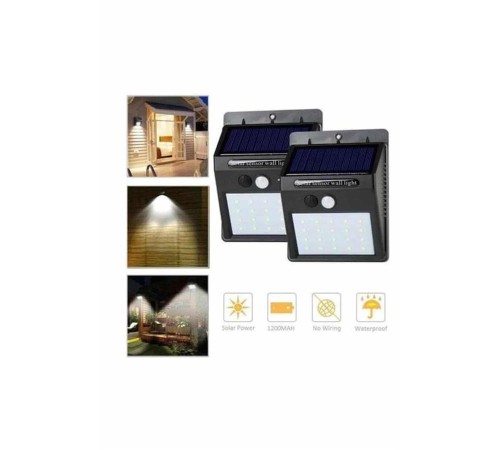 Solar Sensörlü Duvar Lambası Bahçe Lamba 20 Led Işık