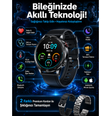 Çift Kordonlu Yüksek Çözünürlüklü Akıllı Saat Uyku İzleyici & Spor Modları