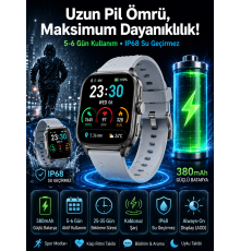 Akıllı Saat Sesli Görüşme Bluetooth Bağlantılı Kablosuz Şarj Özelliği Yeni Nesil