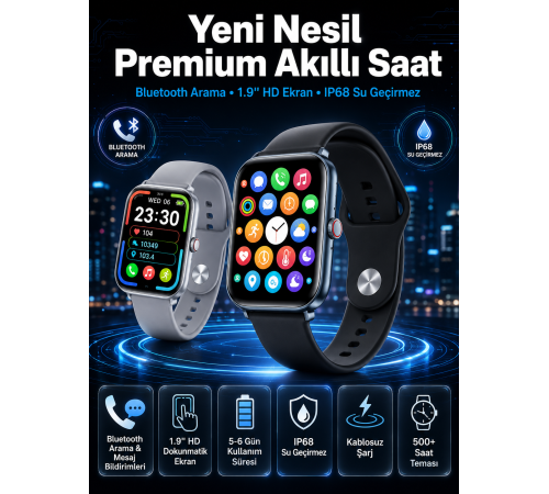 Akıllı Saat Nabız Ölçebilen Adımsayar Kalori Hesaplama Tema Değiştirme GPS Uyumlu Yeni Nesil