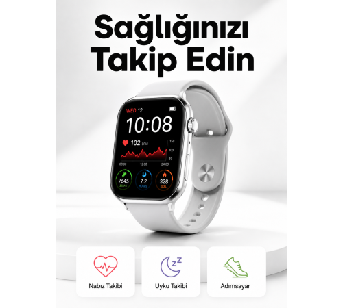 Yeni Nesil Akıllı Saat Adımsayar, GPS, Nabız Ölçer, Uyku ve Sağlık Takibi (Kopya)