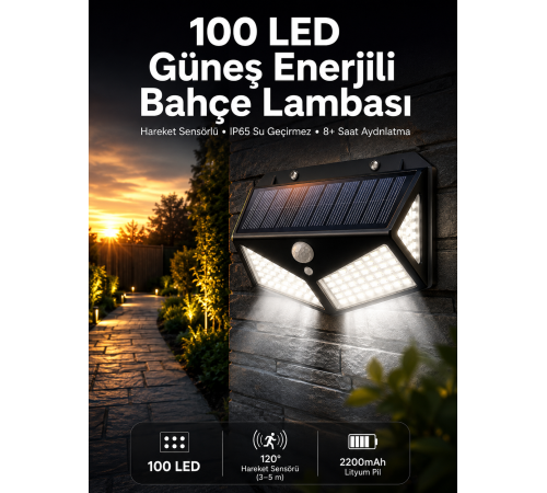 Solar Sensörlü Duvar Lambası Bahçe Lambası Parlak Beyaz Işık Suya Dayanıklı