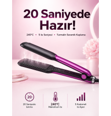 Saç Düzleştirici Isı Ayarlı Seramik Kaplama Döner Kablo Yıpranma Karşıtı