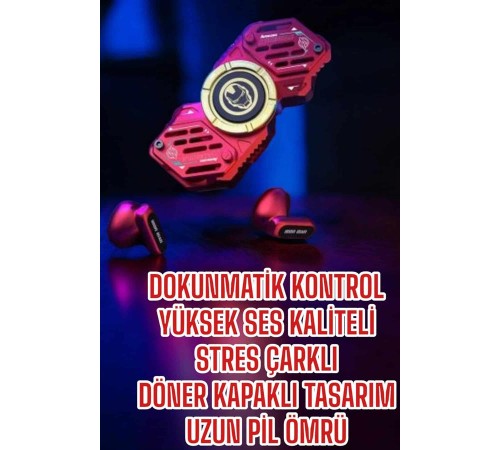 Stres Çarklı Bluetooth Kulaklık Kablosuz Kırmızı Yüksek Ses Kaliteli