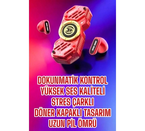 Kırmızı Kablosuz Bluetooth Kulaklık Stres Çarklı Kulaklığı